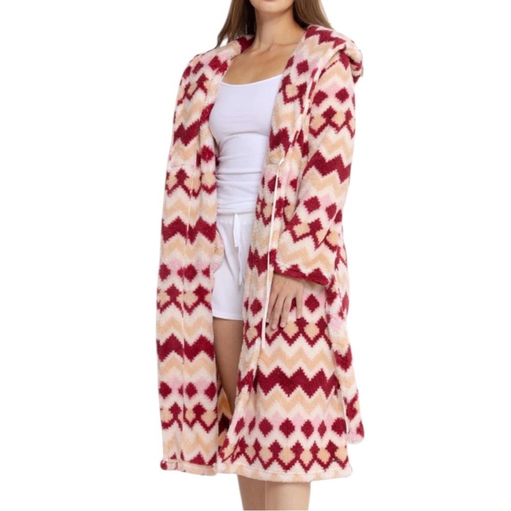 Bearpaw Chevron Sherpa Hooded Robe
